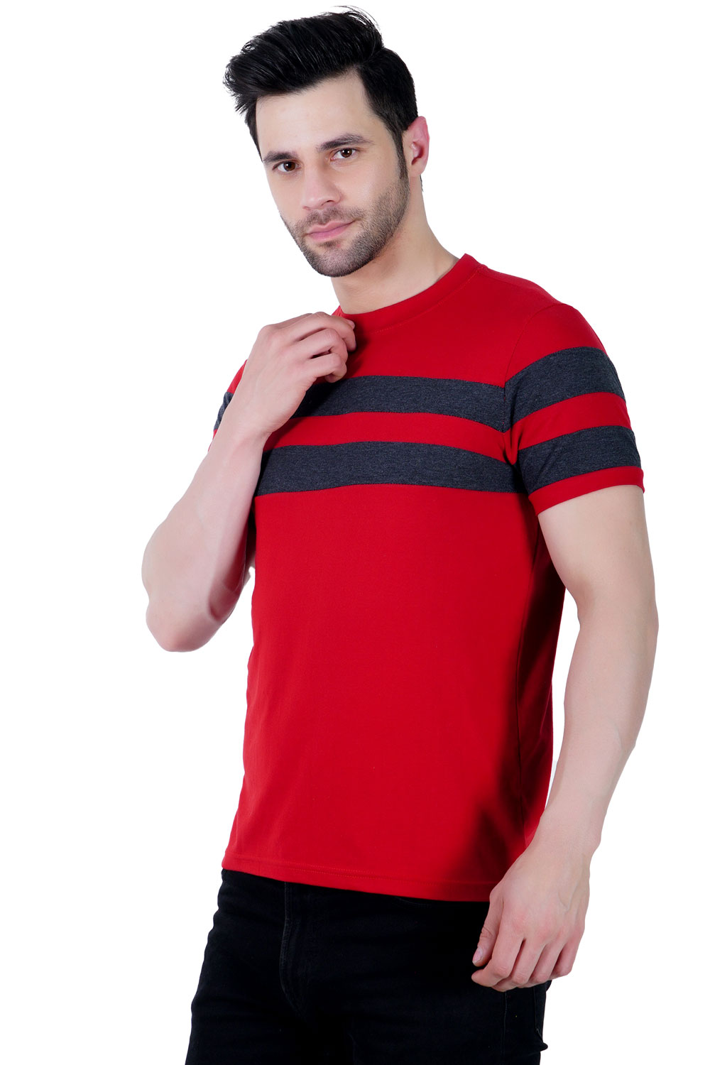 Round Neck half sleeve striped T shirt - Image 4